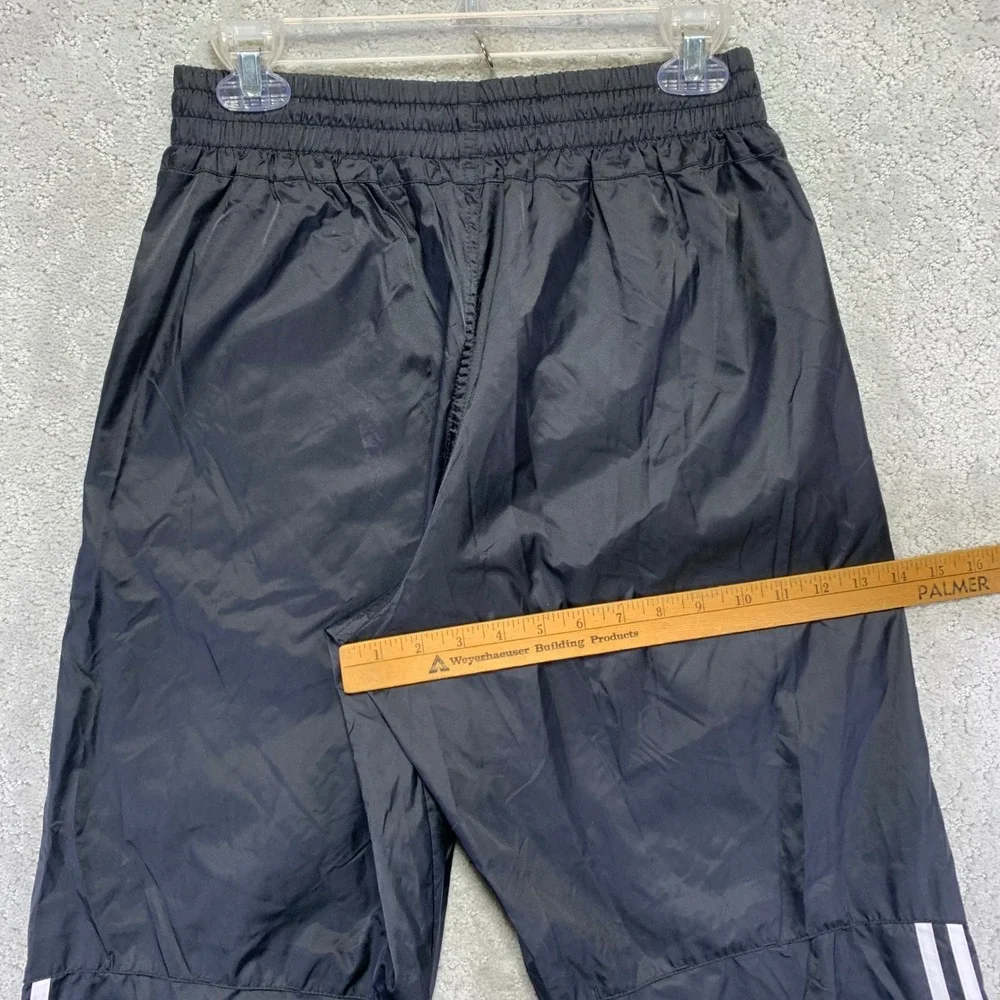 Adidas‎ Track Pants Mens Small Black Nylon Ankle Zip Stripes Drawstring Y2k